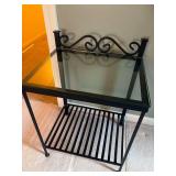 Metal and Glass Top Side Table, Black 28x20x16”
