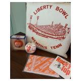 Unique Tennessee Football Bundle including Ornaments and Vinyl Liberty Bowl Bleacher Cushion