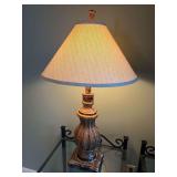 Rustic Style Distressed Brown Lamp at 34”