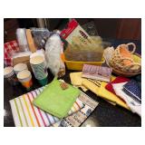 Huge Assortment of Linens, Candy Molds and Plastic Cups