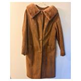 Great Vintage Suede and Mink Collared Coat