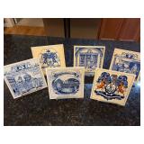 Six Delft Holland Ceramic Pill Tiles by Burroughs Wellcome & Co. 6”