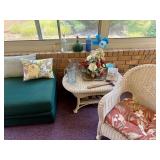 Wicker Chair and Table, Ottoman and Accessories