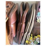 3 vinyl padded and 2 metal folding chairs