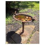 Patio Chair and Table, Bird Bath, Watering Hose w/Stand and Decor