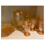 More Marigold Jeanette Glass “Iris and Herringbone” including Pitcher