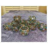 Set of (12) silver-toned stained-glass appearance napkin rings