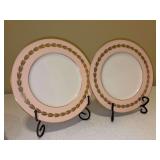 Set of (2) LENOX China "Antoinette" Pink Band Dinner Plates - 1830/0388X26-1