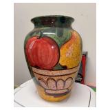 Vintage  hand-painted Italian ceramic still-life fruit vase from Bellini Piu - 13” tall