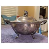 Ornately designed Manhattan Plate Co. Soup Tureen - bowl measures 11-1/4 x 8-1/2 x 5-3/4 tall