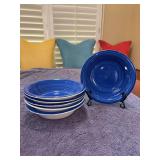 Set of (6) Ciera Fine Dunnerware cobalt blue swirl pattern bowls - 8-3/8” x 2-1/4” tall