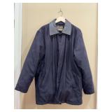 Men’s RainForest black microfiber jacket with leather collar - size L