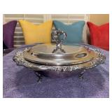 Lunt (Modern Victorian) 12" Silverplate Covered Casserole Dish w/ Divided Glasbake Dish