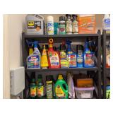Contents of top 3 shelves - lawn care sprays, spray paint and more - MUST TAKE ALL