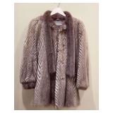 Autumn Haze Chevron Pattern Mink Coat with extended collar - est. size to be M/L