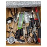 Contents of (2) kitchen drawers - gadgets, utensils, garlic press, mini graters and more (see all pics)