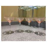 Set of (4) vintage Fostoria June Pattern Wine Glasses produced by the Fostoria Glass Company during the 1930s - 6-1/4” tall