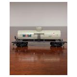 Vintage Life-Like HO Gauge scale model single-dome tank car decorated with the classic Mobil Oil livery