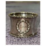 Vintage Gorham sterling silver napkin ring with wreath motif and decorative edges - monogrammed - 19.86 grams - A1546
