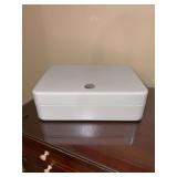 Wall hanging steel key box and contents - no key for box - 9-7/8 x 7 x 3 tall