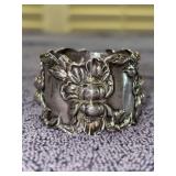Webster sterling silver art nouveau repoussé floral napkin ring - monogrammed - 23.21 grams