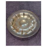 T.S. Co. Sterling reticulated tray with center monogram (H2-1) - 9”D x 1-3/4” tall - 181 grams