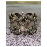 Vintage sterling silver ornately designed napkin ring - research indicates makers mark to possibly be Native American - monogrammed - 23.34 grams