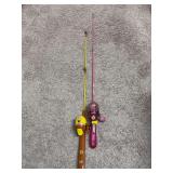 Grouping of (2) kids fishing poles - Sponge Bob and Barbie
