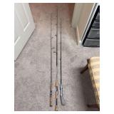 Grouping of (3) fishing rods - Shimano, Daiwa and Zebco