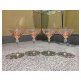 Set of (4) vintage Fostoria June Champagne Glasses produced by the Fostoria Glass Company during the 1930s - 5-1/4” tall