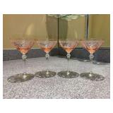 Set of (4) vintage Fostoria June Champagne Glasses produced by the Fostoria Glass Company during the 1930s - 5-1/4” tall