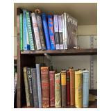 (2) shelves of books - bottom shelf of books are vintage