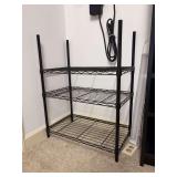 Shorter 3-tiered black metal shelving unit - 23-1/4 x 13-1/4 x 30-1/2 tall