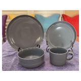 Service for (4) of Crate & Barrel Hue Light Gray Aaron Probyn Dinnerware - 4 dinner plates, 4 salad plates, 4 mugs and 4 bowls - 16 total pieces