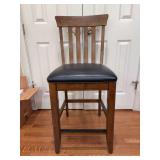Solid wood counter-height stool with faux black leather seating - 18 x 17 x 25-1/2 tall to seat (41-1/2 tall overall)