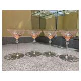 Set of (4) vintage Fostoria June Pattern Wine Glasses produced by the Fostoria Glass Company during the 1930s - 6-1/4” tall