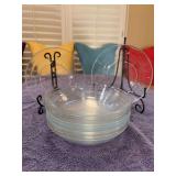 Grouping of (12) Arocoroc France 8” clear glass salad bowls - scratching on most