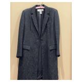 Women’s Black Jones New York (size 8) silk-like floral embossed long blazer