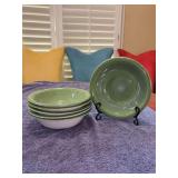 Set of (6) Ciera Fine Dunnerware green swirl pattern bowls - 8-3/8” x 2-1/4” tall