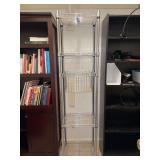 Heavy metal shelving unit with 4 shelves and (1) pull-out basket - 17-3/4 x 14 x 72 tall
