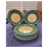 Set of (15) Modern Living hand painted underglaze stoneware dinner plates - 10-1/2”