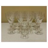 Set of (13) Hawkes etched crystal stemware pieces - includes quilted storage box