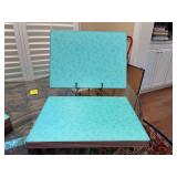 Set of (6) Lady Clare Parvaneh Collection placemats with turquoise vine pattern - these are wood and have a velvet backing
