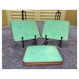 Set of (4) Lady Clare Parvaneh Collection coasters with turquoise vine pattern - in original box