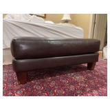 Dark brown faux leather rectangular cocktail ottoman - 42-1/2 x 25 x 17 tall