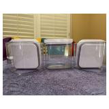Set of (3) 2.6qt. OXO Good Grips POP Container featuring a clear square plastic body and a white push-button airtight lid