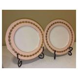 Set of (2) LENOX China "Antoinette" Pink Band Dinner Plates - 1830/0388X26-1
