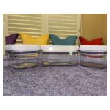 Set of (2) .3qt and (1) 1/2qt OXO Good Grips POP Container featuring a clear square plastic body and a white push-button airtight lid