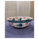 Beautiful Gail Pittman centerpiece bowl with grapevine green motif - 14-3/4 x 5-1/4 tall