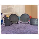(6) extra pieces of Crate & Barrel Hue Light Gray Aaron Probyn Dinnerware - 2 mugs, 2 salad plates and 2 bowls